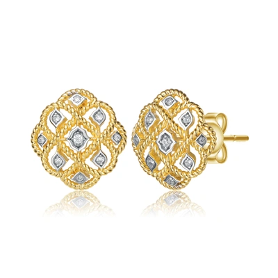 Rachel Glauber 14k Gold Plated And Cubic Zirconia Stud Earrings In Two-tone