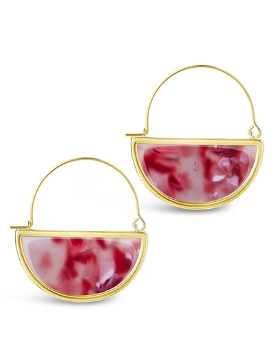 Sterling Forever 14k Gold Plated Brass Resin Half Moon Dangle Earrings In Strawberry