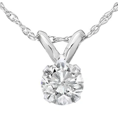 Pompeii3 1/2ct Solitaire Diamond Pendant Necklace 14k White Gold In Silver