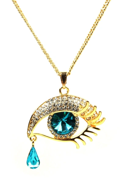 Eye Candy La Tear Drop Necklace In Blue