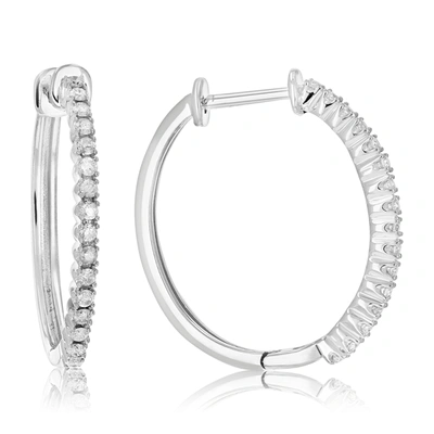 Vir Jewels 1/5 Cttw Diamond Hoop Earrings .925 Sterling Silver 32 Stones Dangle 3/4 Inch