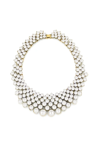 Eye Candy La Luxe Collection Glass Pearl Emma Collar Statement Necklace In White