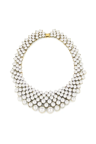 Eye Candy La Luxe Collection Glass Pearl Emma Collar Statement Necklace In Silver