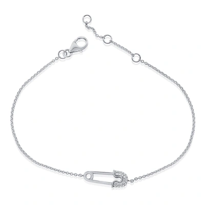 Sabrina Designs 14k Diamond Safety Pin Bracelet In White
