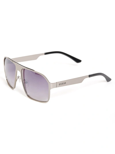 Guess Factory Flat Aviator Metal Sunglasses In Silver