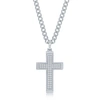 Blackjack Mens Stainless Steel Polished Cz Cross Necklace In Silver