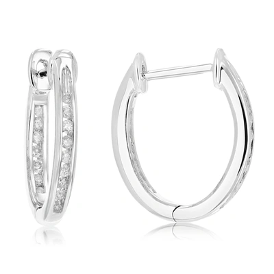Vir Jewels 1/4 Cttw Inside Out Diamond Hoop Earrings .925 Sterling Silver 30 Stones 1/2 Inch