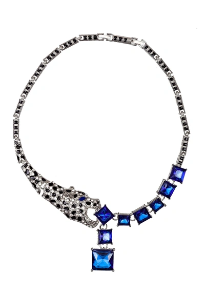 Eye Candy La Luxe Collection Crystal Leopard Necklace In Multi