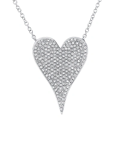 Diana M. Fine Jewelry 14k 0.43 Ct. Tw. Diamond Heart Necklace In Silver