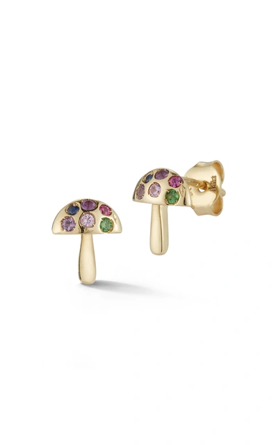 Ember Fine Jewelry 14k Gold & Gemstone Mushroom Stud Earrings In White
