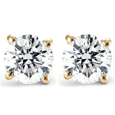 Pompeii3 2 Ct Certified Diamond Studs With Screw Backs 14k Yellow Gold In Silver