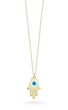 Ember Fine Jewelry 14k Gold Hamsa & Evil Eye Necklace In Gold