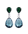 Liv Oliver Silver Tear Drop Two Tone Gemstone Earrings In Green