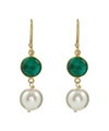 Liv Oliver 18k Gold Plated Ruby & Pearl Drop Earrings In Green