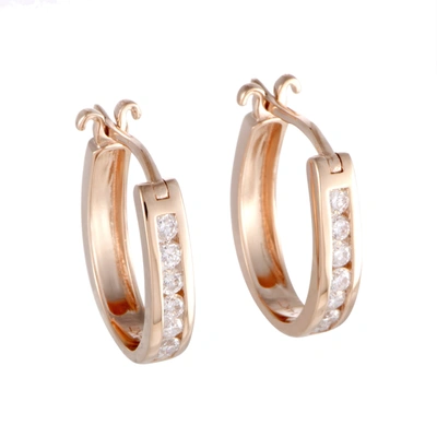 Non Branded ~.33ct Small 14k Rose Gold Diamond Oval Hoop Earrings