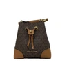 Michael Kors Mercer Gallery Xs Convertible Bucket Mk Signature Crossbody Bag In Brown