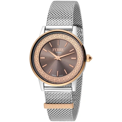 Ferre Milano Classic Quartz Brown Dial Ladies Watch Fm1l103m0721 In Brown / Gold Tone / Rose / Rose Gold Tone