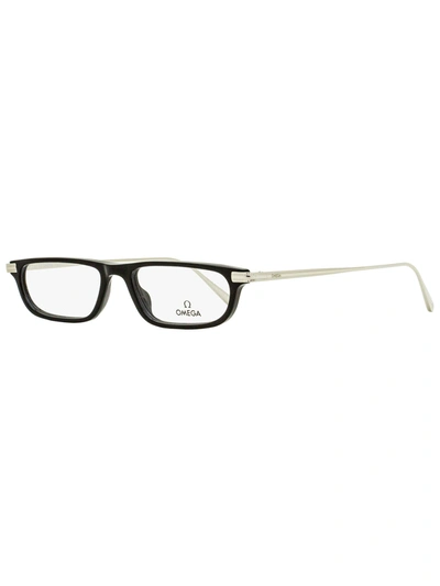Omega Unisex Rectangular Eyeglasses Om5012 01a Black/palladium 52mm In White
