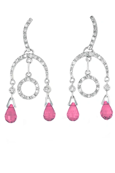 Genevive Sterling Silver Pink Cubic Zirconia Drop Earrings