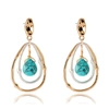 Liv Oliver 18k Gold & Silver Two Tone Oval Turquoise Earrings In Blue