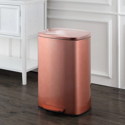 Happimess Connor Rectangular 13-gallon Trash Can With Soft-close Lid And Free Mini Trash Can In Gold