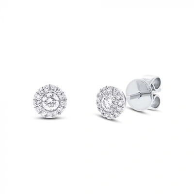 Diana M. 14k White Gold Halo 0.24ct Diamond Studs In Silver