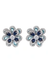 Eye Candy La Women's Luxe Silvertone & Cubic Zirconia Flower Stud Earrings In Blue