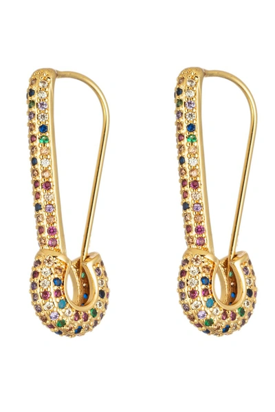 Eye Candy La Women's Luxe Goldtone & Cubic Zirconia Safety Pin Earrings In Neutral