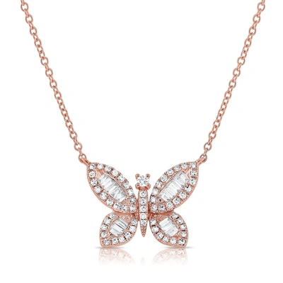 Sabrina Designs 14k Rose Gold 0.33 Ct. Tw. Diamond Butterfly Necklace In Multi
