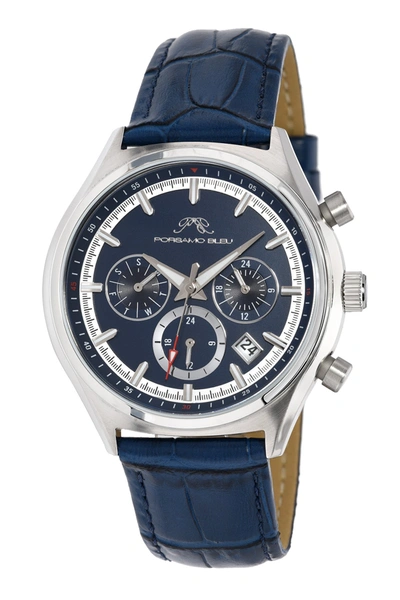 Porsamo Bleu Dylan Miyota Quartz Croc Embossed Leather Strap Watch, 41mm In Blue