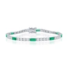 SIMONA STERLING SILVER ROUND AND EMERALD-CUT 3MM TENNIS BRACELET