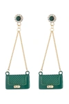 Eye Candy La Luxe Collection Green Purse Cubic Zirconia Crystal Drop Earrings In Green