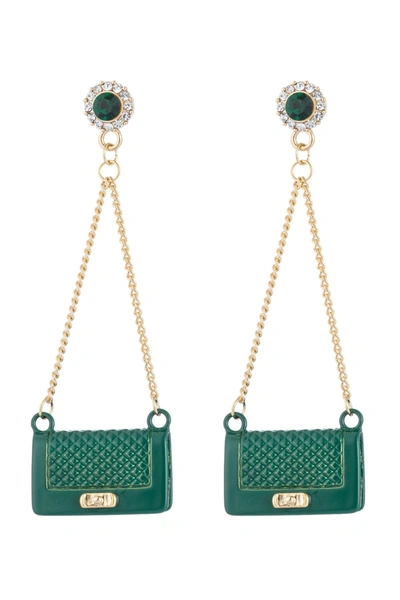 Eye Candy La Luxe Collection Green Purse Cubic Zirconia Crystal Drop Earrings
