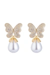 Eye Candy La Luxe Collection Monarch Butterfly Cubic Zirconia Crystal Drop Earring In Gold