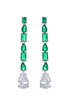 Eye Candy La Women's Luxe Silvertone & Crystal Linear Earrings In Green