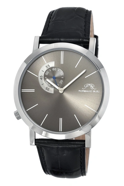 Porsamo Bleu Parker Men's Leather Watch In Black / Grey