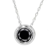 Pompeii3 1 1/10ct Black Bezel Solitaire Pendant 14k White Gold In Black