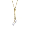 Rachel Glauber 14k Gold Plated Pearl And Cubic Zirconia Y Neck Necklace In Gold