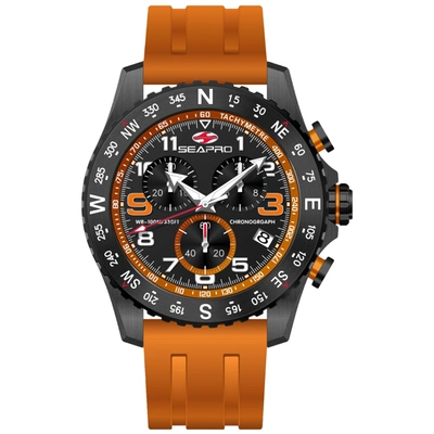 Seapro Men's Gallantry Black Dial Watch In Black / Orange