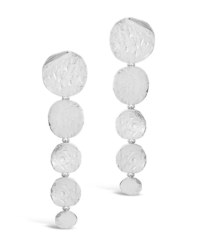 Sterling Forever Textured Disc Drop Earrings In Silver
