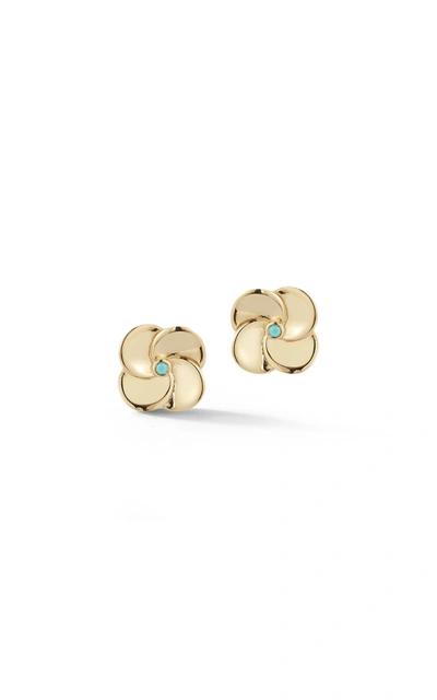 Ember Fine Jewelry 14k Gold & Turquoise Flower Stud Earrings In White