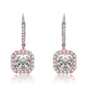 GENEVIVE GENEVIVE Sterling Silver Rose Gold Plated Cubic Zirconia Square Drop Earrings