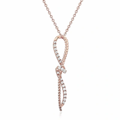 Vir Jewels 1/6 Cttw Diamond Knot Pendant In 14k White And Rose Gold With Chain In Pink
