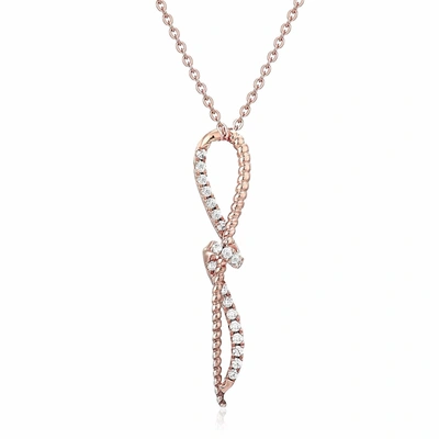 Vir Jewels 1/6 Cttw Diamond Knot Pendant In 14k White And Rose Gold With Chain
