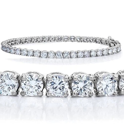 Pompeii3 7 Tcw 14k White Gold Diamond Round Cut Tennis Bracelet In Silver