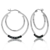 Vir Jewels 1/20 Cttw Blue Diamond Hoop Earrings .925 Sterling Silver With Rhodium Plating In Silver
