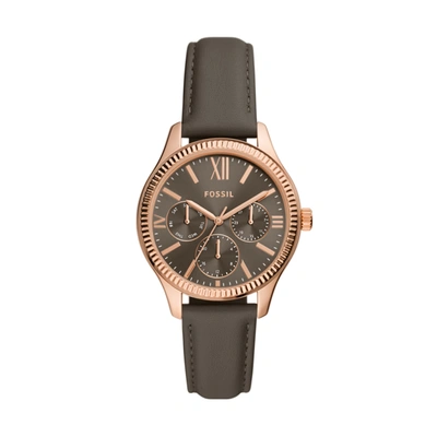 Fossil Women's Rye Multifunction, Rose Gold-tone Alloy Watch In Grey