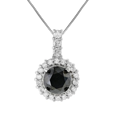 Vir Jewels 2 Cttw Black And White Diamond Round Solitaire Pendant .925 Sterling Silver