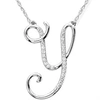 Pompeii3 1/4ct Diamond "y" Initial Pendant 18" Necklace 14k White Gold In Silver