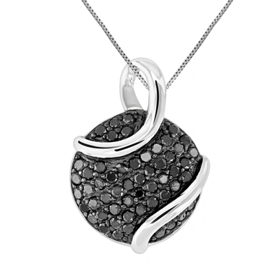 Vir Jewels 0.80 Cttw Black Diamond Circle Pendant .925 Sterling Silver With 18 Inch Chain In Grey